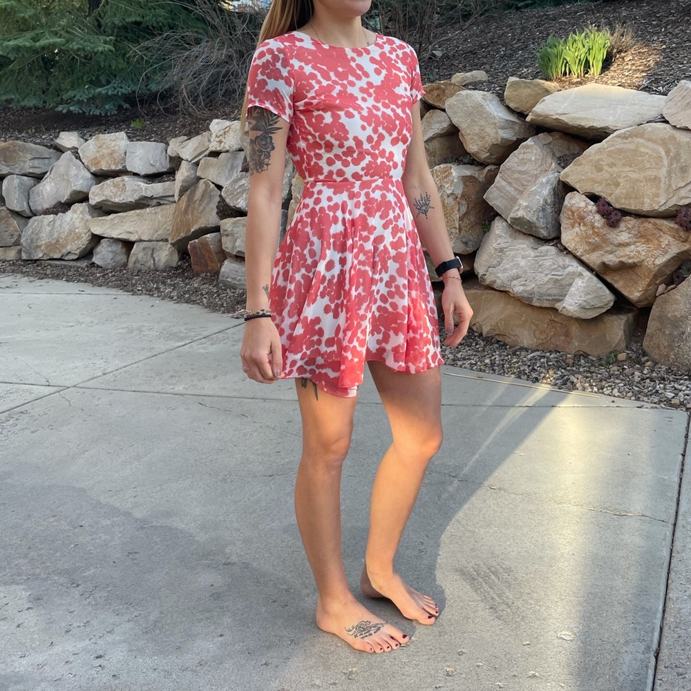 Love mini dress cap sleeves open back